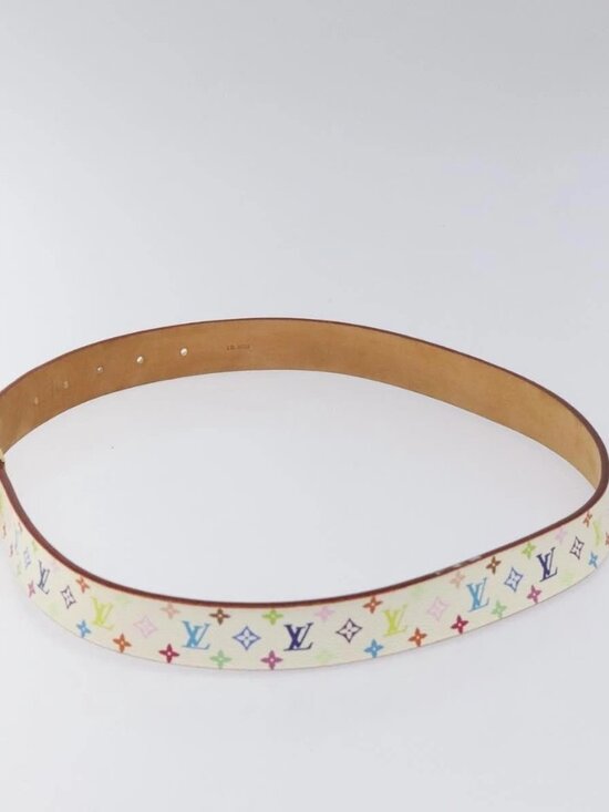 LOUIS VUITTON Monogram Multicolor Ceinture Carre Belt White M9270U Auth EC172V main image 9